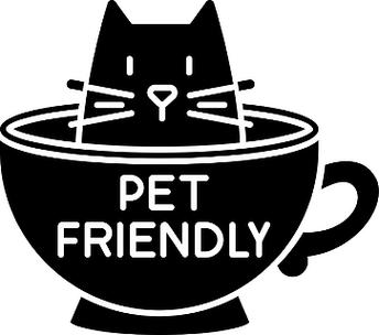 猫友好咖啡馆黑色标志符号图标小猫允许餐饮服务机构家畜允许领地